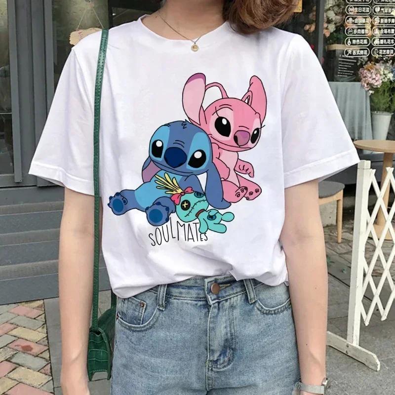 Funny Kawaii Shirt Disney Lilo Stitch Cartoon T Shirt Stitch Cute Manga T-shirt Y2k Graphic Tshirt Top Tee Clothes