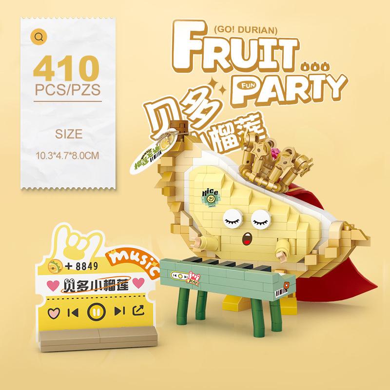 

Idea Nanobrick Animation Rock Roll Fruit Music Party Micro Diamond Block Pineapple Pear Durian Apple Construction Brick Toys For Kids