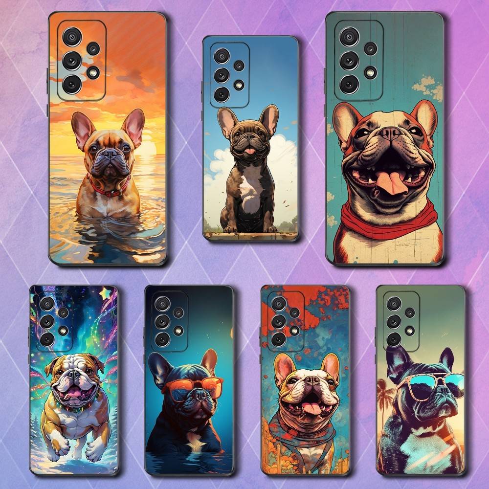 French Art Bulldog Dog Case For Samsung S22,S25,S20,S10,Plus,Ultra,S24,S23,FE,S21,S9,Lite,Soft Silicone Black