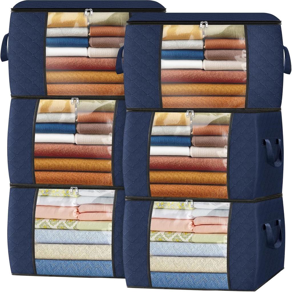 Fab Totes Storage Bags,Clothes Blanket Storage Bins Foldable Closet Organizers with Reinforced Handle for Home Dorm Storage and Organization