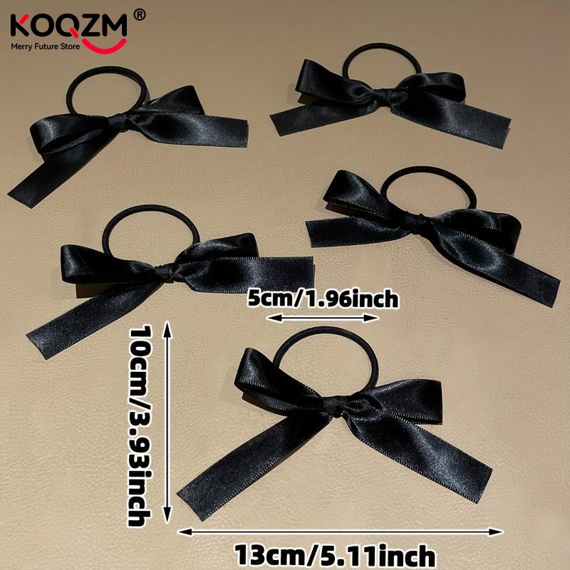 5 Stück Schleifenverzierte Haargummis für Mädchen Damen Style Haarbänder Schleifen-Haarseil Mode Einfarbig Geschenk Kopfschmuck Haarschmuck