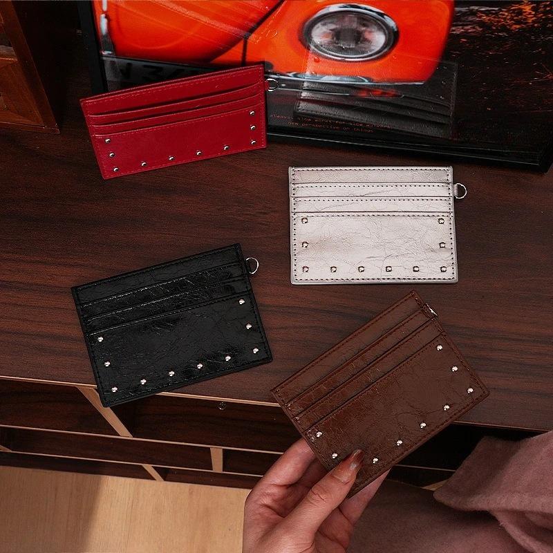 Ultra-dünner Mini-Kreditkartenhalter für Damen, kleine PU-Leder-Geldbörse, schlank, mit mehreren Kartenfächern, kompakte Münzbörse