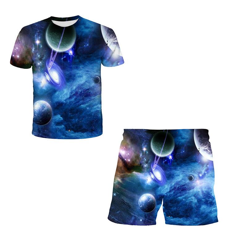 Sommer Neu Weltraum Planet Muster 3D Druck Trainingsanzüge Herren Damen Kurzarm T-Shirt Shorts Sets 2 Stück Sportanzüge Herrenbekleidung