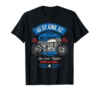 Gu Oy Kino AZ USA Retro Antique Style Motorcycle Design T-Shirt