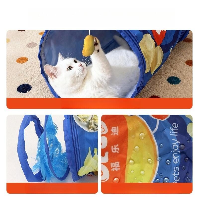 Novelty Purple Potato‑Chip Single‑Tube Cat Tunnel Built‑in Crinkle Paper Foldable Interactive Play Tube for Indoor Cats Kittens Boredom Relief