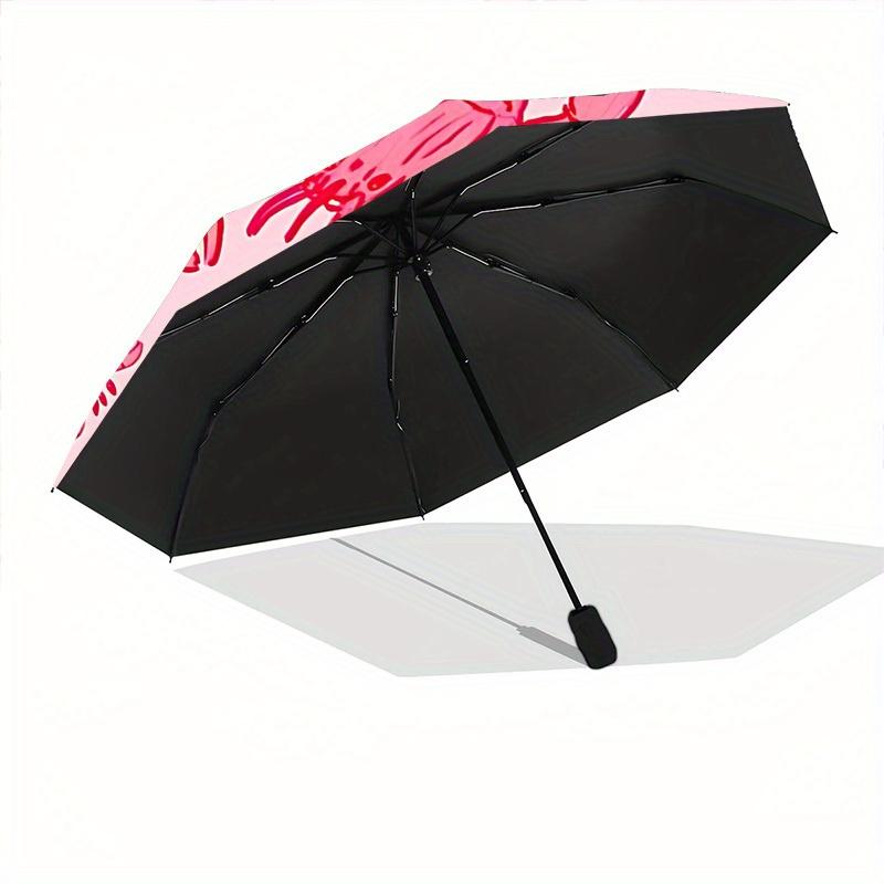 1pc Sea Creatures Pattern Automatic Open/Close Umbrella with Windproof, Functional Design, 8-Rib Sturdy Canopy