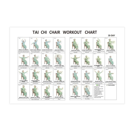 

Tai Chi Chair Workout Chart for Seniors 30 Day Structured Exercise Plan with Seated Tai Chi And Walking Exercises for Balance Flexibility And B