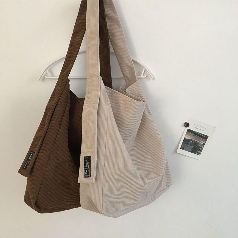 Autumn and Winter New Canvas Bag Vintage Corduroy Shoulder Bag Large Capacity Student Classroom Bag Versatile Crossbody Bag