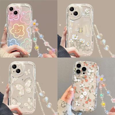 Floral Phone Case For Motorola Moto G84 Edge 50 Pro Fusion Ultra G14 G24 G34 G22 G15 E13 Cover With Flower Wrist Strap Lanyard