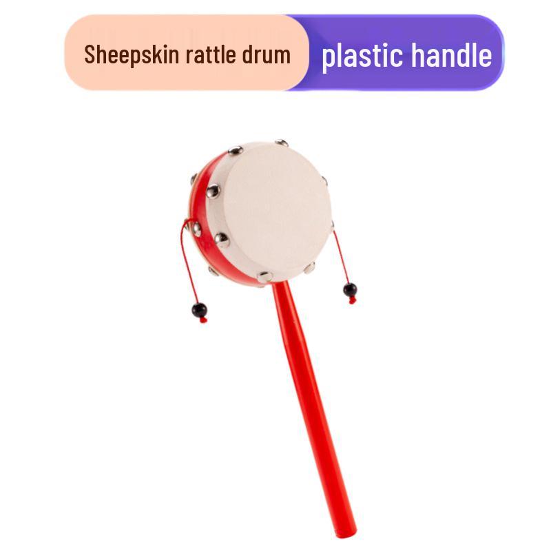 Деревянная погремушка из овчины, ручной волновой барабан для новорожденных и малышей