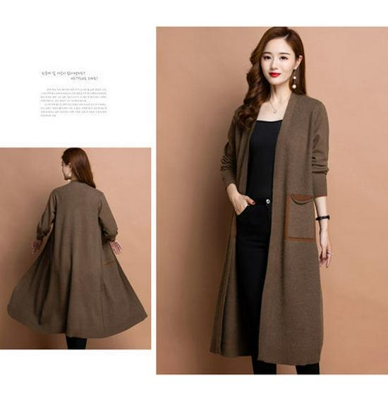 Women's Plus Size Long Knit Cardigan Shawl - Fashionable Autumn/Winter Outerwear