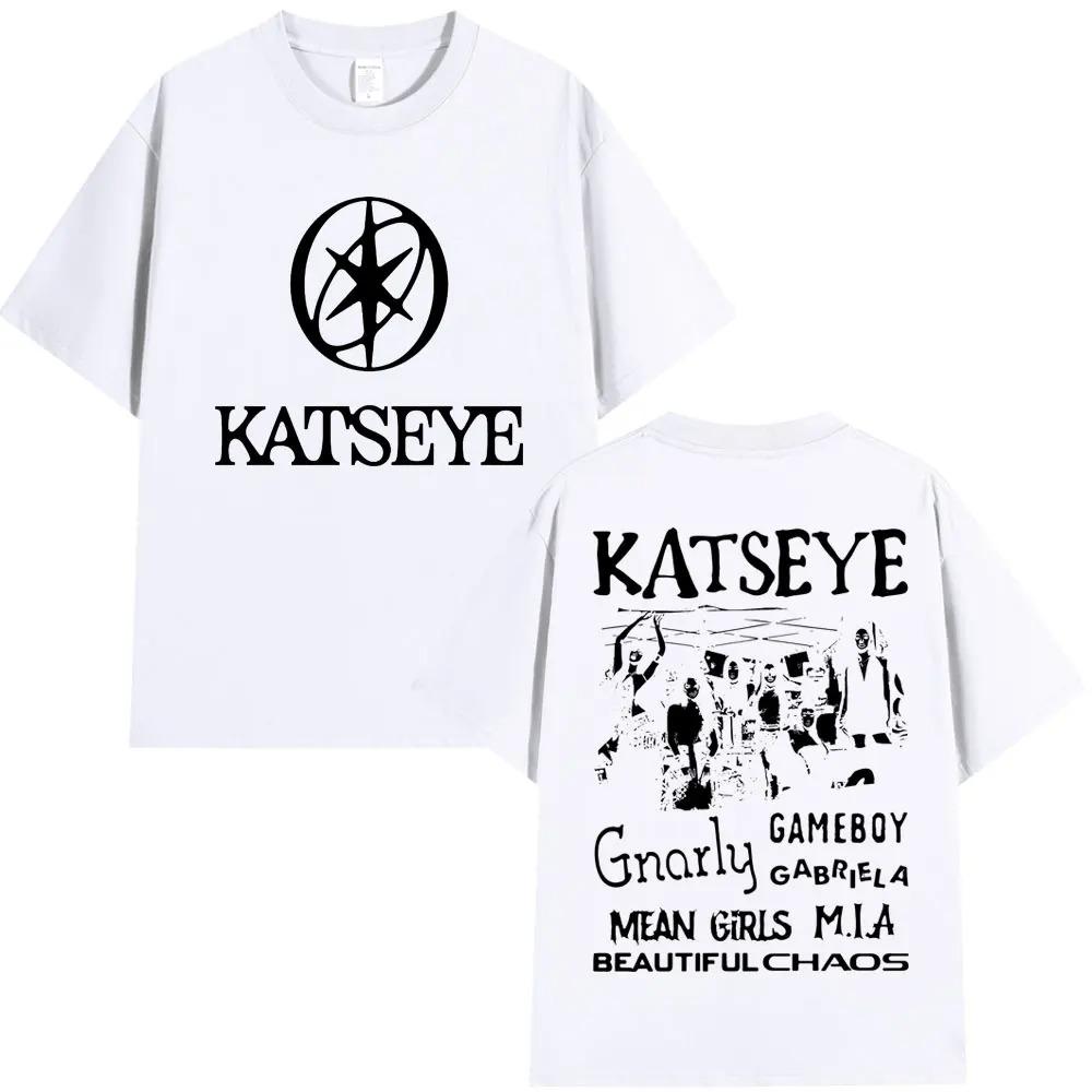 Oversized Kpop Katseye Print T Shirts Men Streetwear Hip Hop Fashion Men Popular T-shirt Pure Cotton Oversized T Shirts Streetwear