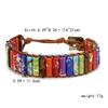 HX6F Multicolor Bracelet Jewelry Handmade Multi Natural Stone Tube Beads Leather Wrap Bracelet Couples Bracelets for Adult