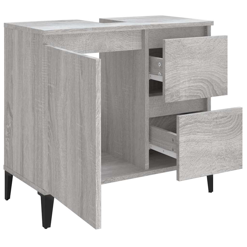 Bathroom Cabinet Gray Sonoma 65 X 33 X 60 Cm Particleboard