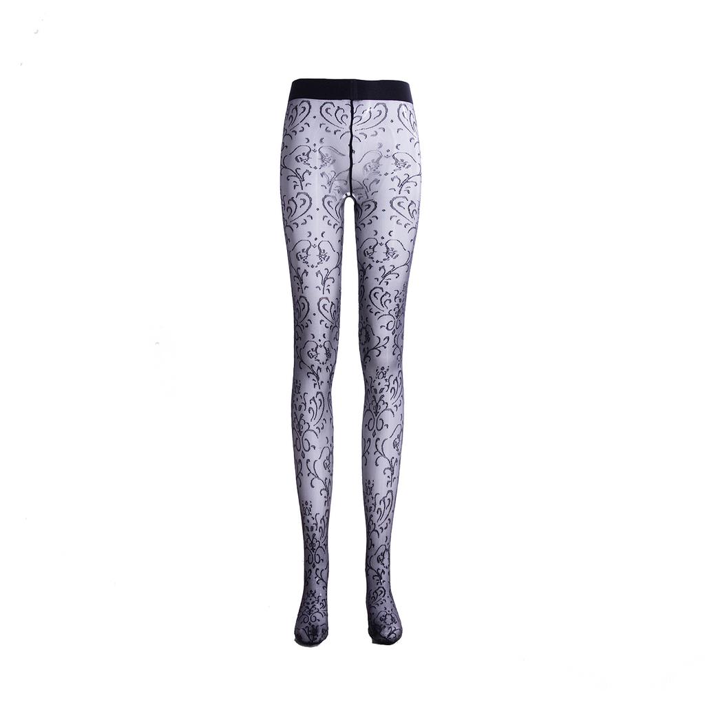 Xu Mi [Vine] French retro aurora jacquard stockings ultra-thin oily sexy babes mood black silk couple