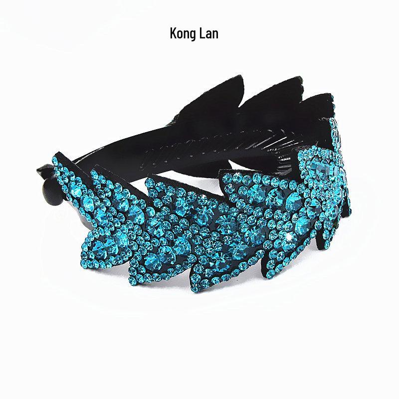 Rhinestone Leaf Hairpin - Large Bun Hair Clip Accessory Natural