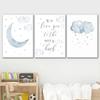 Child Poster Blue Moon Clouds Wall Art Canvas Nursery Quotes Print Nordic Kid Bedroom Decoration Picture Painting for Baby Room