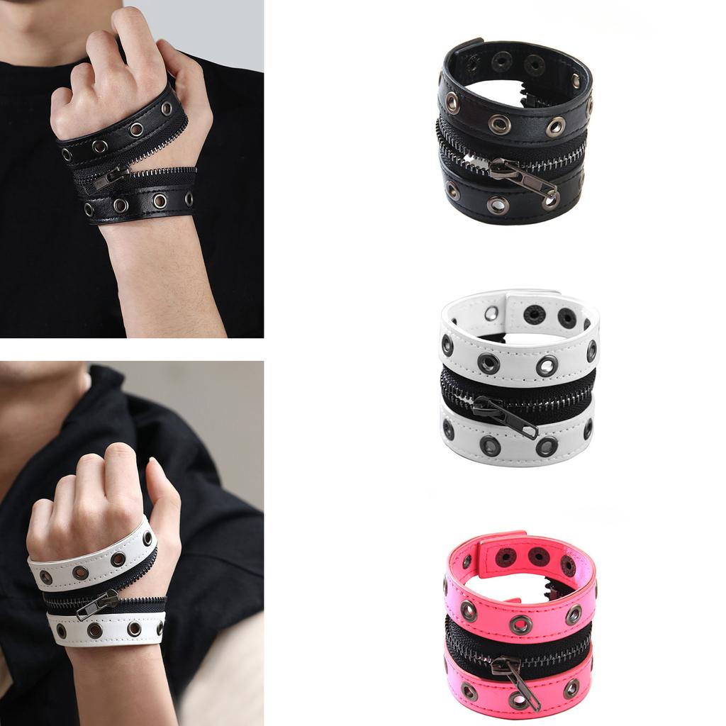Bracciale Regolabile Stile Punk Rocker Catena in Ecopelle Per Outfit Edgy da Esterno Quotidiano