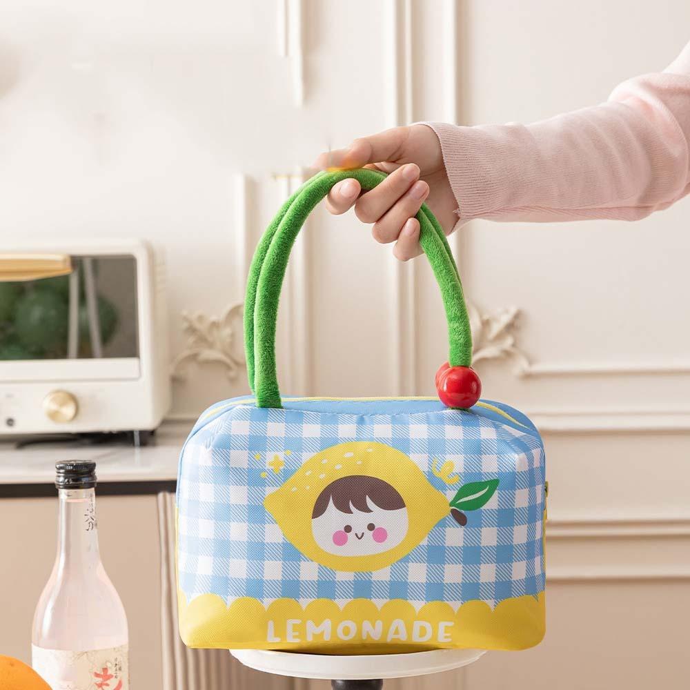 Large Capacity Cartoon Lunch Handbag Thickened Handheld Insulated Bag Picnic Box Pouch Work