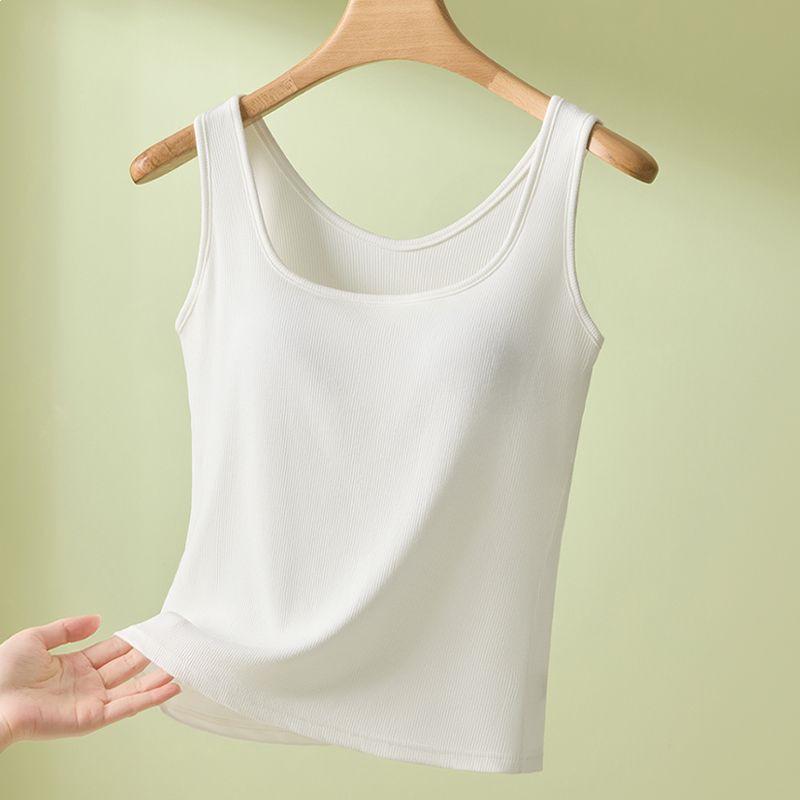 Plus-Size Modal Camisole with Chest Pads, Beautiful Back Design, No Bra Needed, Large Size, Perfect Summer Base Layer M (75-95 lbs) белый