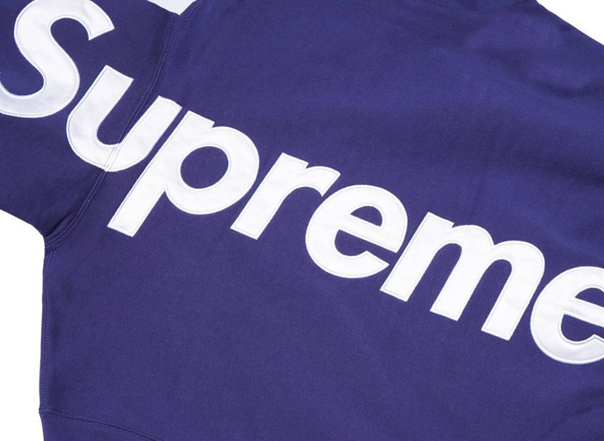 Supreme Felpa con Cappuccio e Applicazione in Raso Blu Lavato