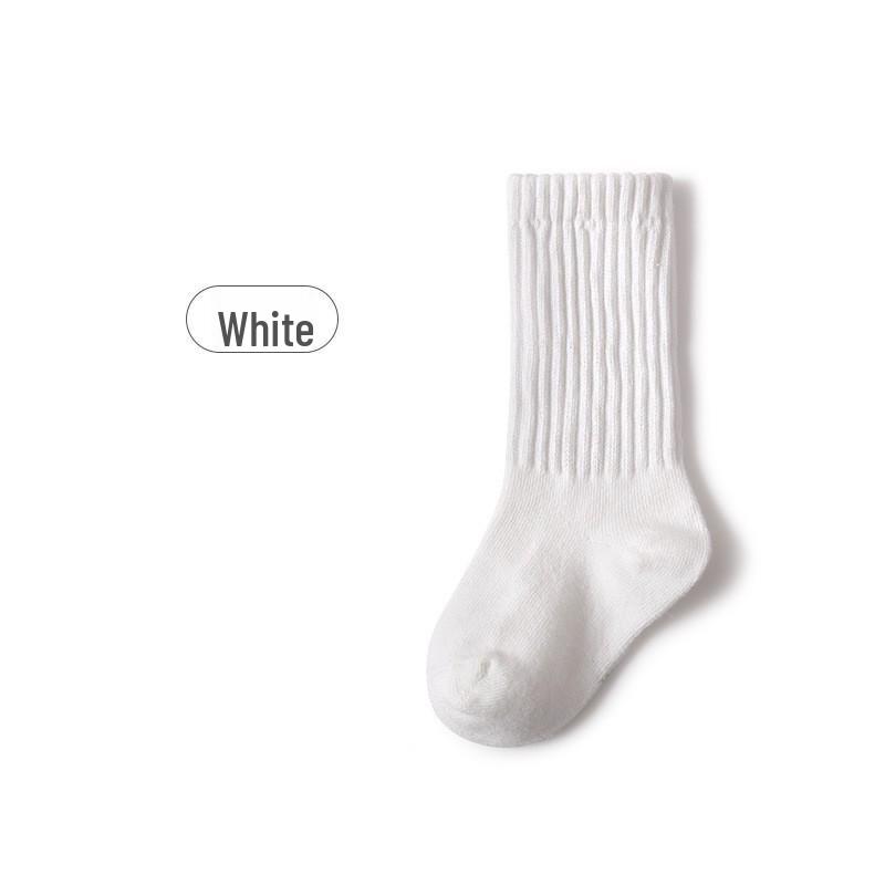 Children's Mid-Calf Cotton Socks for Boys and Girls - Spring/Autumn Style, Loose-Top Princess Design, Infant & Student Sports Socks.