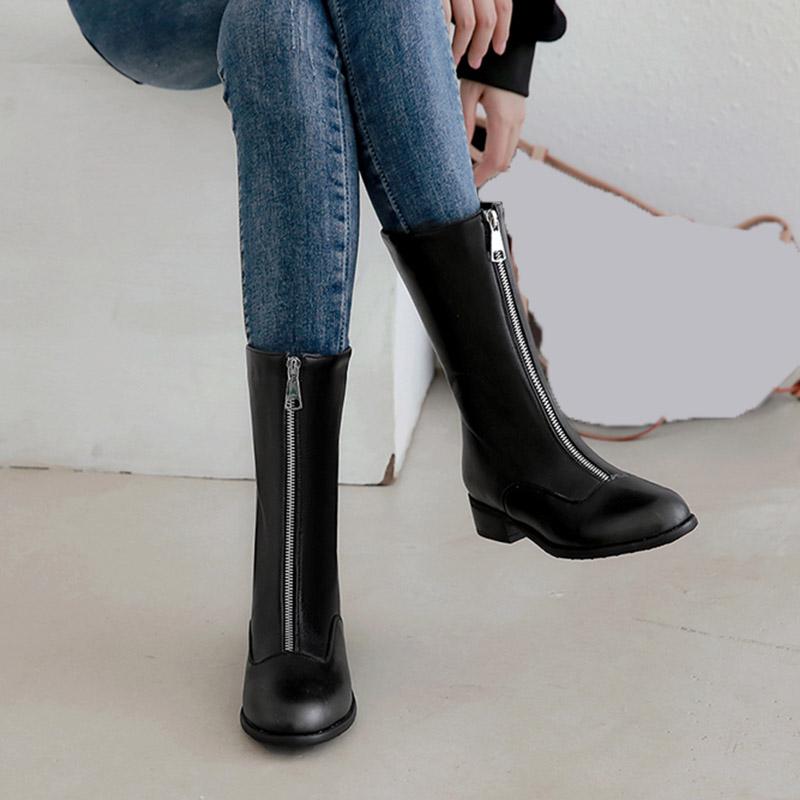 Women's Low-heeled Short Boots Autumn and Winter New Thick-heeled Large-size Comfortable Casual Short Boots