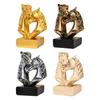 Double Horse Head Figurine Tabletop Ornament Collection Mascot Unique Horse Statue for Living Room Centerpiece Entrance Decor