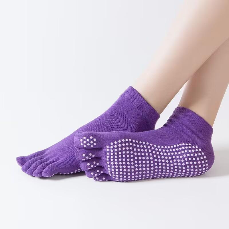 Rutschfeste, atmungsaktive Fünffingersocken für Yoga und Tanz mit geteilter Zehenpartie für Damen