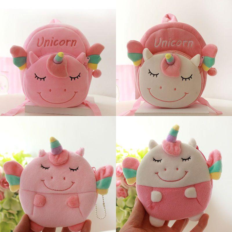 Kawaii Unicorn Plush Backpack For Kids With Soft Mini Coin Purse Pink And White Colors