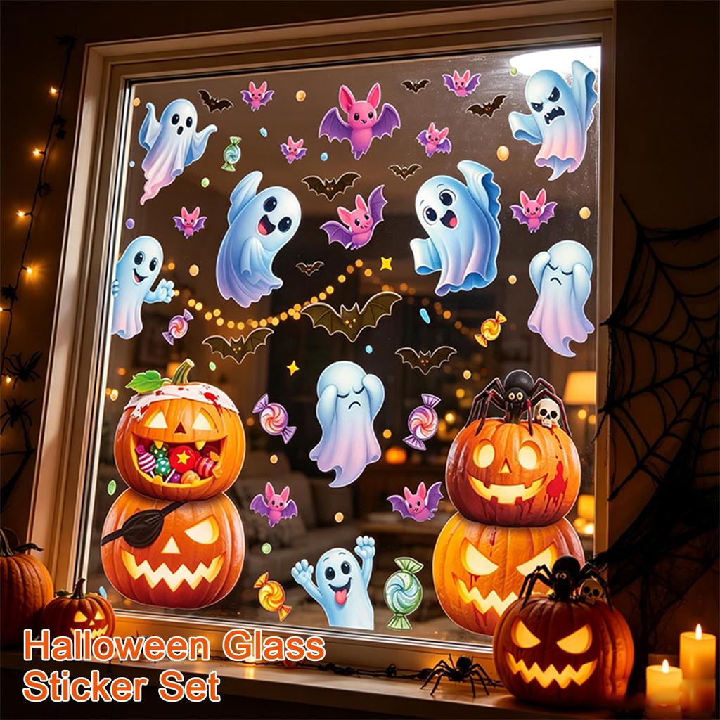 Halloween Glass Window Clings Set for Home Decor