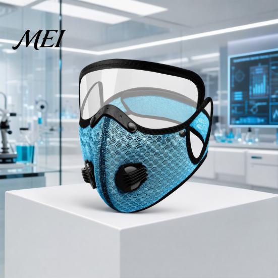 Safety Face Mask Cycling with Eye Shield, Breathing Valve, Lightweight Shield Protection Windproof Dust-proof Adjustable Goggle Protective All-weather