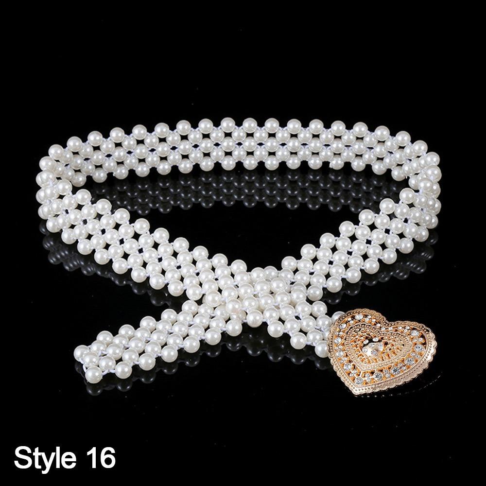 Ceinture simple à cordon de serrage avec élastique à la taille et perle pour femme