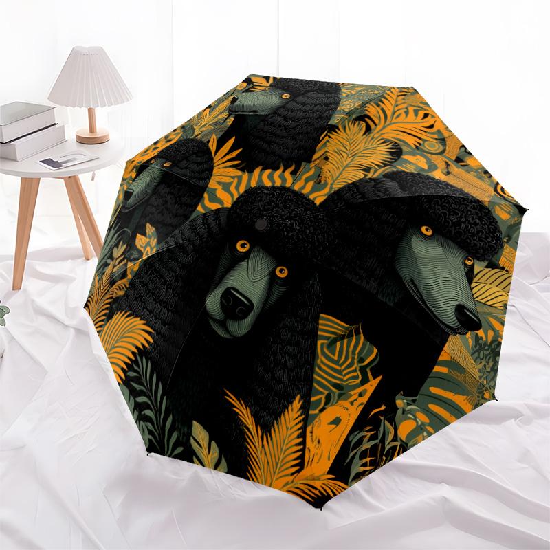 Flower Cats and Dogs  pattern, automatic folding umbrella, portable and foldable design, 8 ribs, a Christmas or birthday gift.