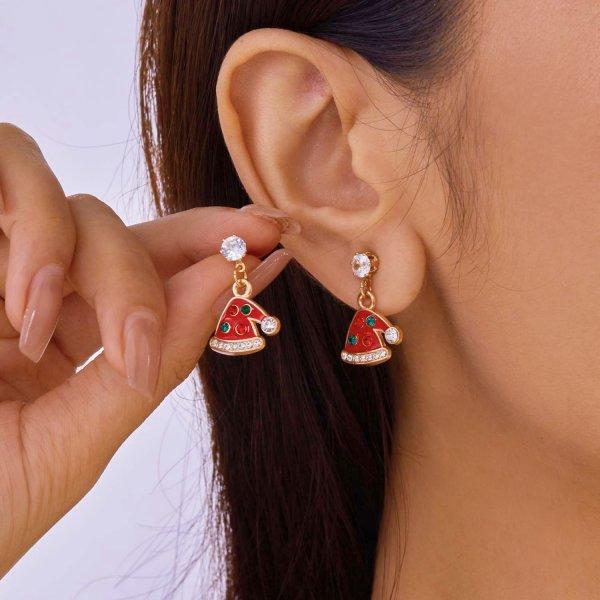 Creative Christmas Element Earrings for Women Santa Claus Snowflake Elk Bells Drop Earrings Aesthetics New Year Jewelry Gift