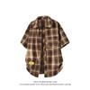 Trendy Retro Plaid Plus Size Casual Men's Short Sleeve Shirt C2175-P24