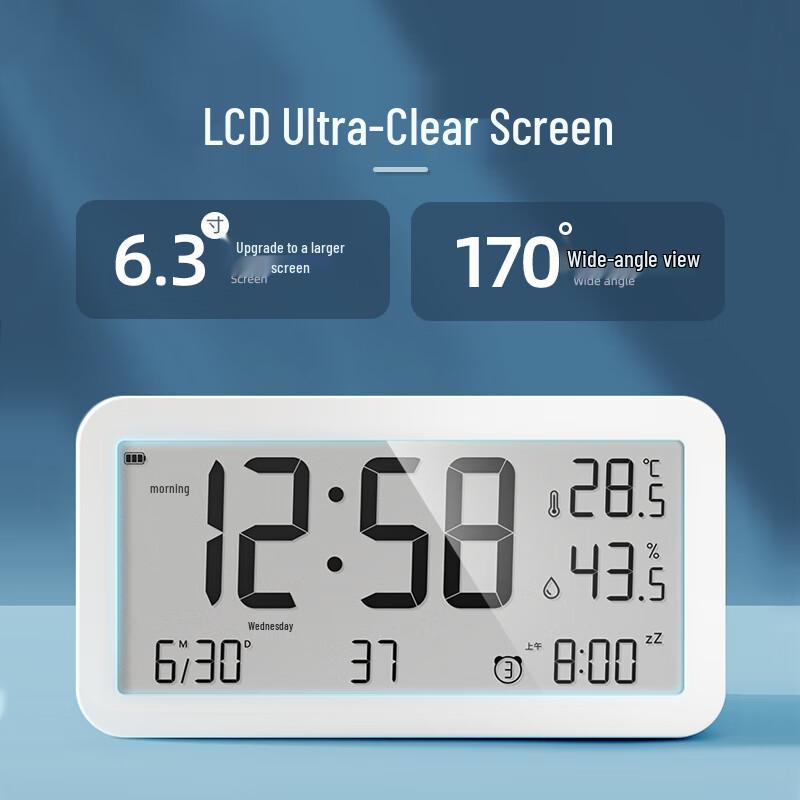 Smart Rechargeable LCD Alarm Clock with Temperature & Humidity