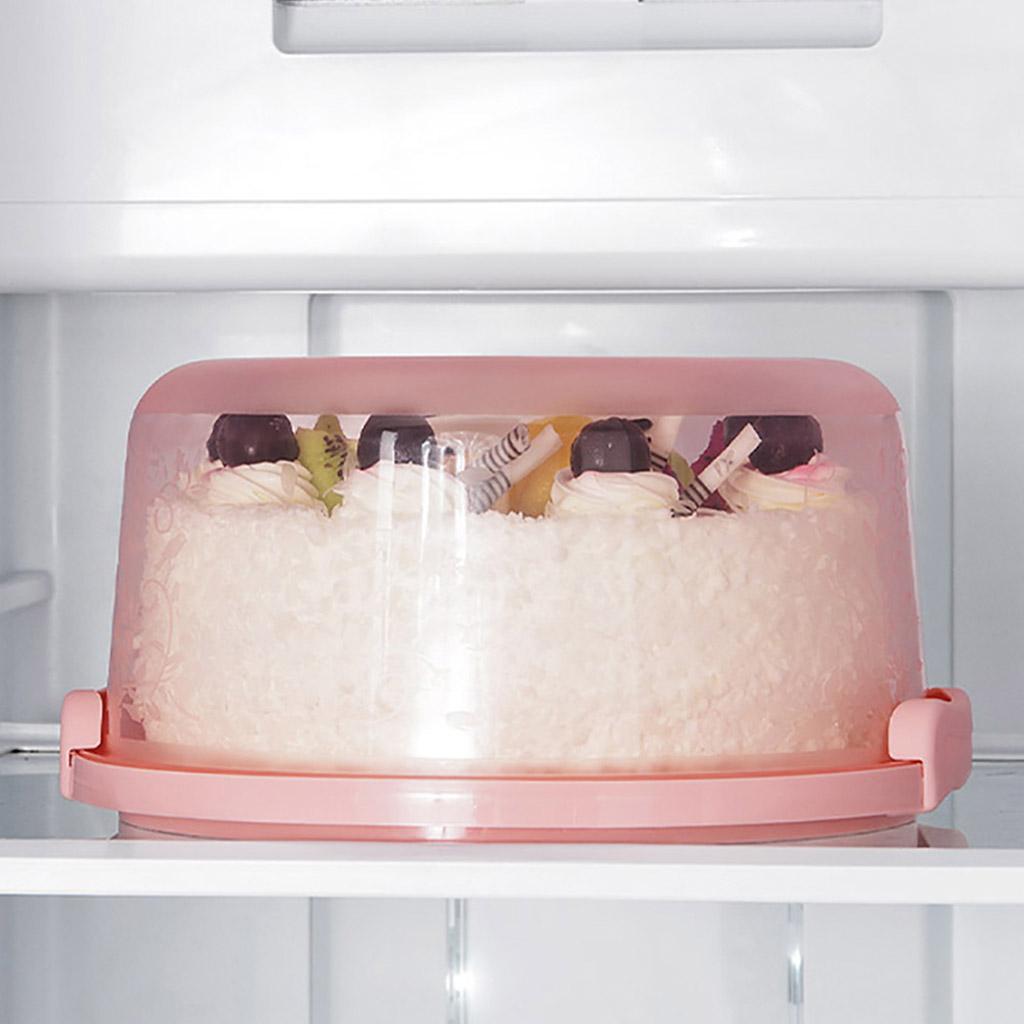 Portable Cake Box Round Food Fresh-keeping Box Dustproof Plastic Cake Stand With Lid And Handle Fruits Vegetables Storage Boxs