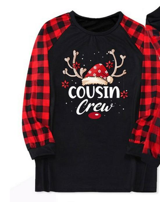 European & American Christmas Plaid Pajama Set: Long-Sleeve, Long Pants, Parent-Child Homewear.