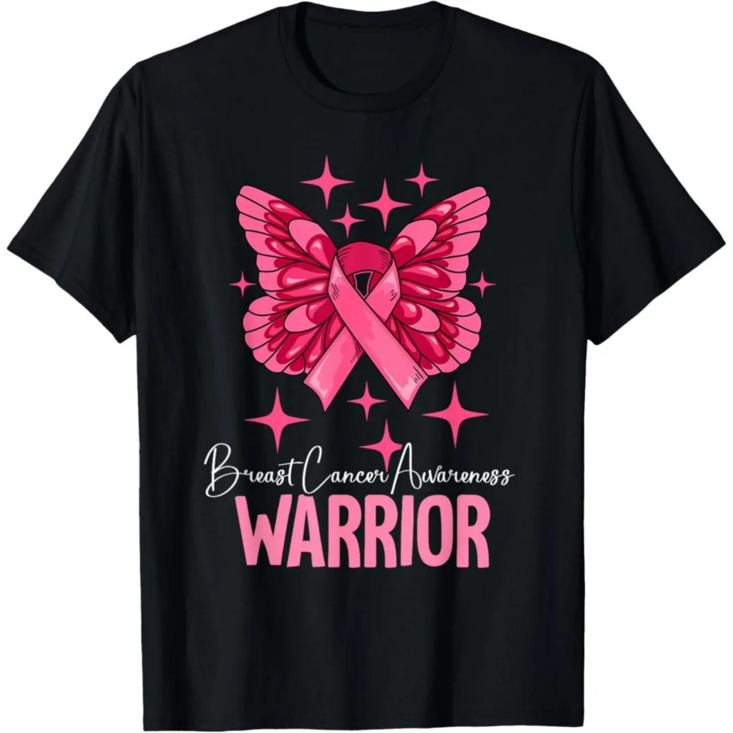 Anti-Cancer Women s Graphic T-shirt Short Cotton Sleeves Warrior Breast Cancer ShirtFashion Women s Breast Cancer Awareness Tops S