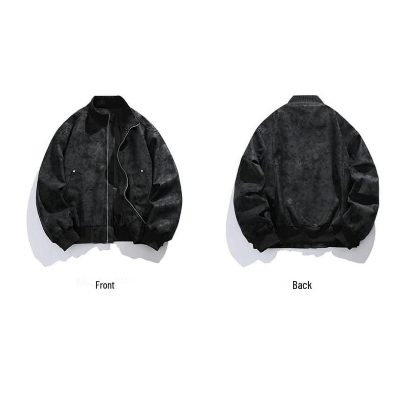 Unisex Retro PU-Leder Stehkragen Baseball Pilot Jacke - Herbst Winter Kollektion