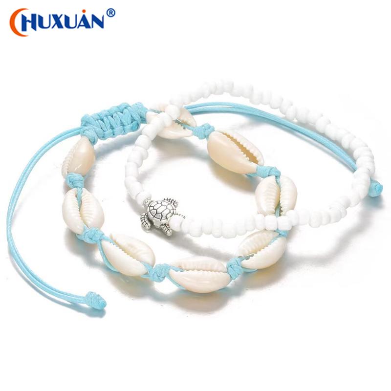 [Q]Women's Double Bohemian Heart Anklet Love Personality Simple Layered Summer Beach Foot Ankle Bracelet Leg Chain