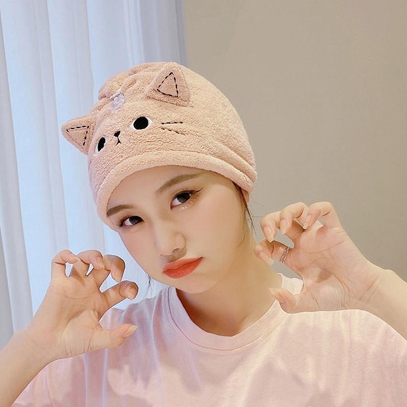 652F Hair Drying Turban Strong Absorbent Coral Fleece Towel for Women Comfortable Anti Frizz Wrap for Kids Women