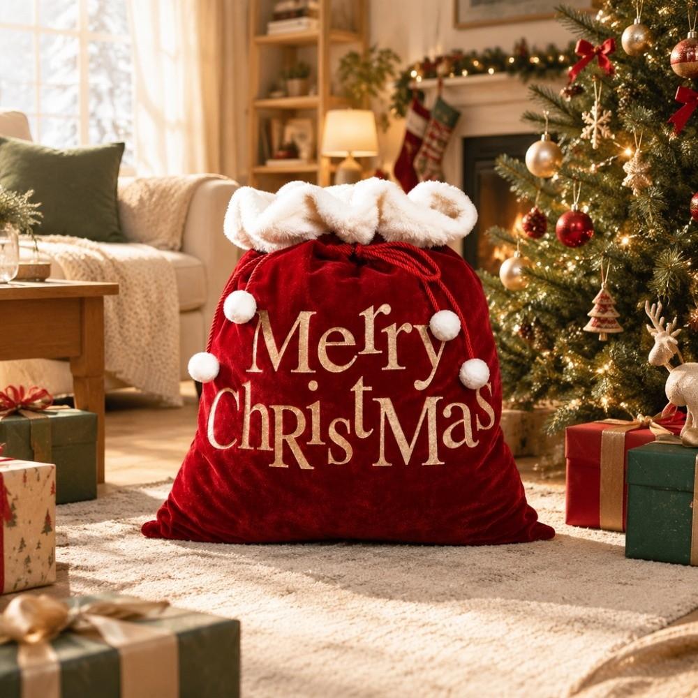 50x70cm Large Size Santa Claus Gift Bag Velvet Drawstring Bag Decoration Supplies