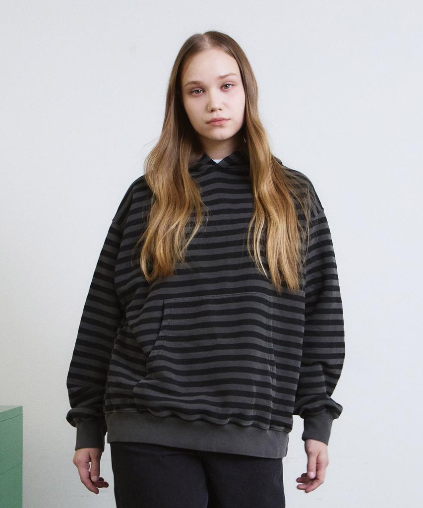 PIGMENT Dyed Stripe Line Hoodie (Charcoal)