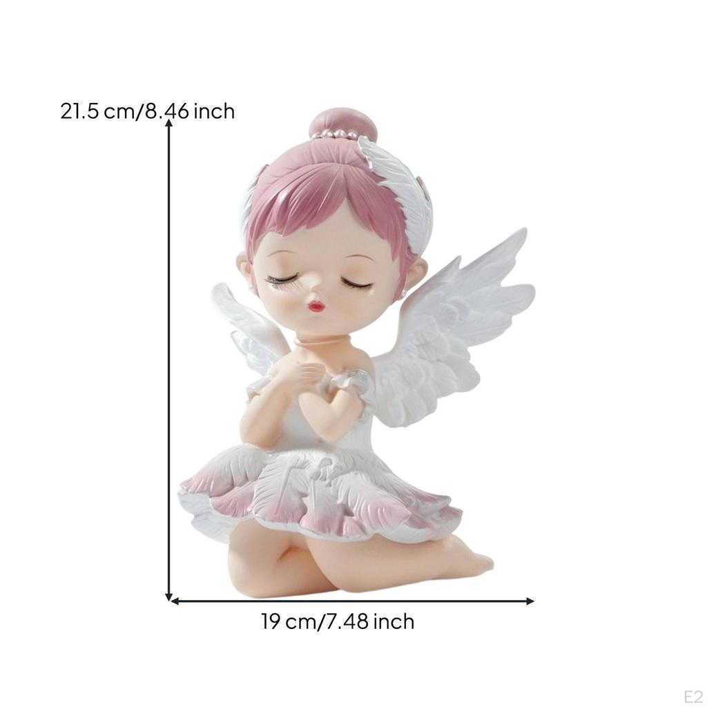 Ballerina Statue with Feathered Appendages Decorative Winged Ornament Freestanding Ballet