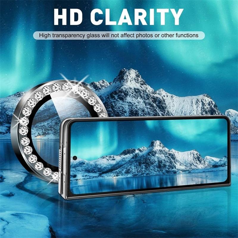 Lyxigt Diamant Aluminiumlegering Härdat Glas Telefonkameraskydd För Samsung Galaxy Z Fold 7 6 5G Linsskyddskåpa