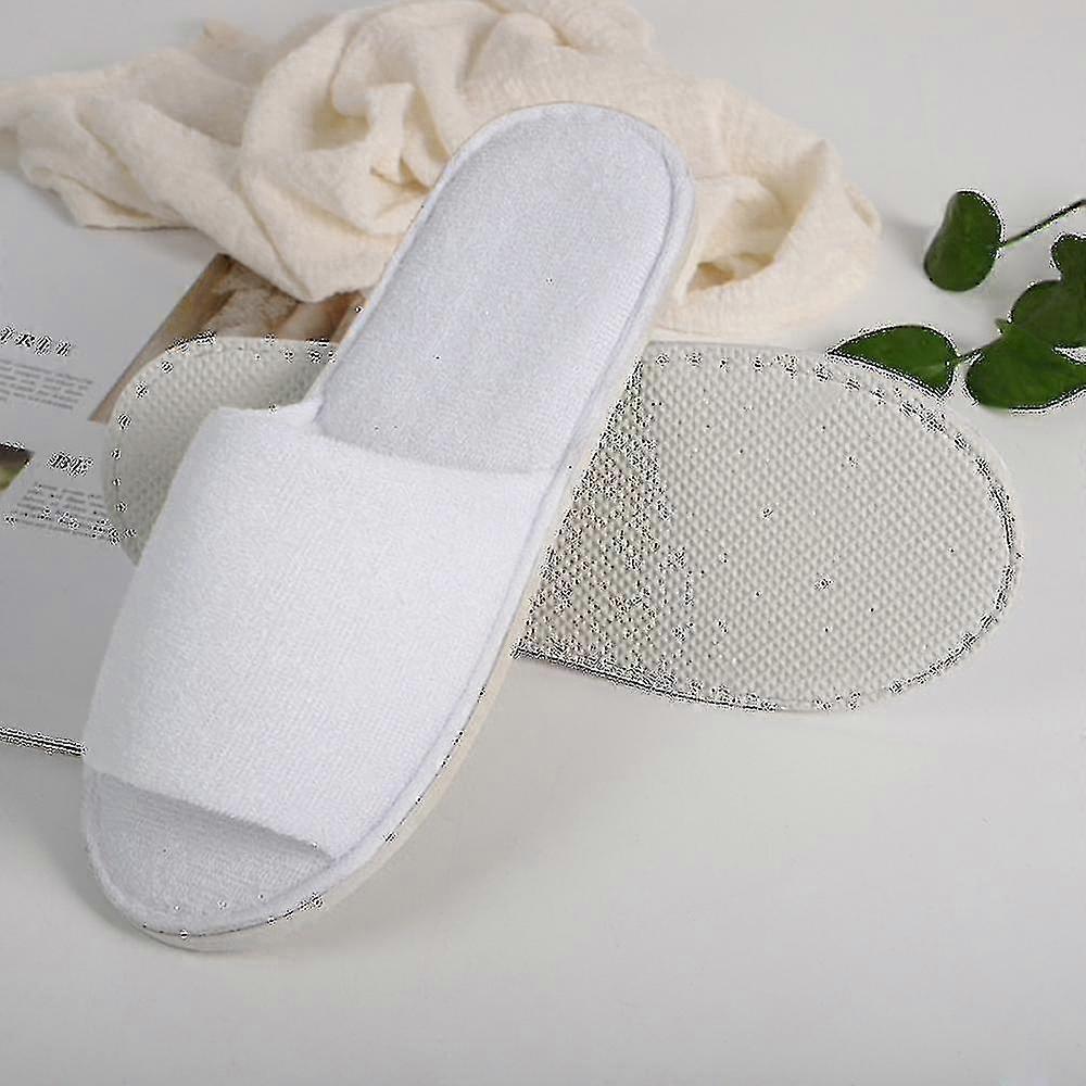 10 Pairs Disposable White Spa Hotel Guest Slippers