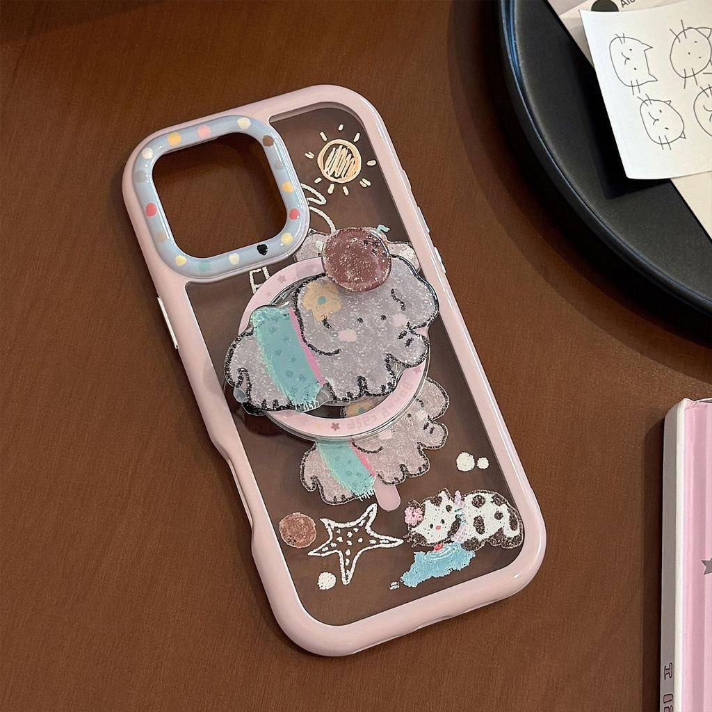 Magnetic 16 ProMax Suitable for IPhone 15 Cute Rotating Elephant Stand Apple 14 Mobile Phone Case 13 Acrylic