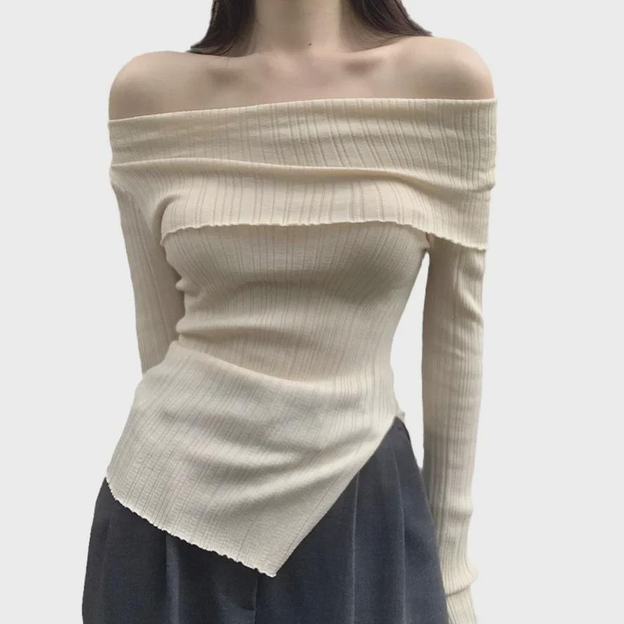 Women's Sexy One-Shoulder Long-Sleeve Slim Fit Top